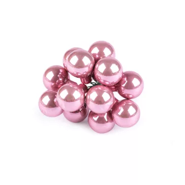   Mini karácsonyi gömbök dróton Ø2 cm - matt és fényes - 11 fáradtrózsaszí fény (60 db-os csomagolás)