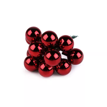   Mini karácsonyi gömbök dróton Ø2 cm - matt és fényes - 13 sötétpiros fény (60 db-os csomagolás)