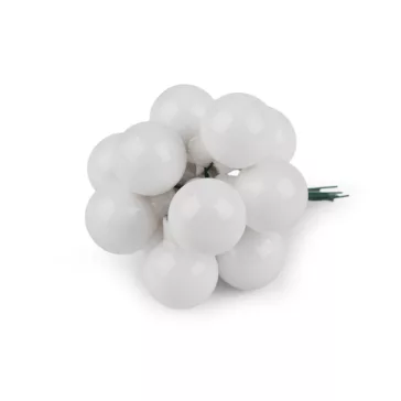   Mini karácsonyi gömbök dróton Ø2,5 cm - matt és fényes - 1 fehér fény (60 db-os csomagolás)