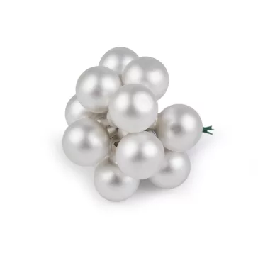   Mini karácsonyi gömbök dróton Ø2,5 cm - matt és fényes - 2 fehér matt (60 db-os csomagolás)