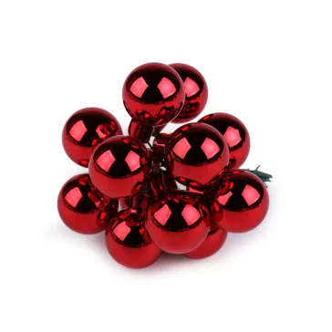   Mini karácsonyi gömbök dróton Ø2,5 cm - matt és fényes - 9 piros fény (60 db-os csomagolás)