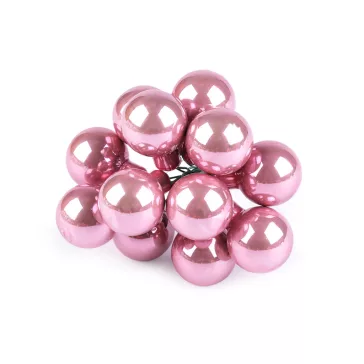   Mini karácsonyi gömbök dróton Ø2,5 cm - matt és fényes - 11 fáradtrózsaszí fény (60 db-os csomagolás)