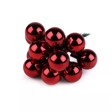   Mini karácsonyi gömbök dróton Ø2,5 cm - matt és fényes - 13 sötétpiros fény (60 db-os csomagolás)