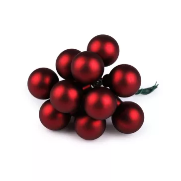   Mini karácsonyi gömbök dróton Ø2,5 cm - matt és fényes - 14 sötétpiros matt (60 db-os csomagolás)