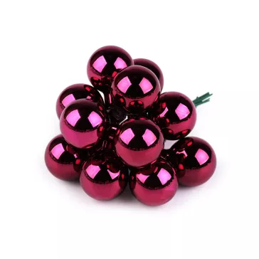   Mini karácsonyi gömbök dróton Ø2,5 cm - matt és fényes - 15 pink fény (60 db-os csomagolás)