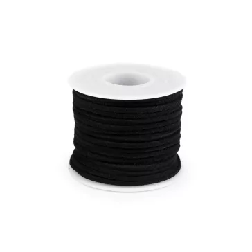   Bőrszál velúr széles 2 mm - 2 fekete (100 m-es csomagolás)