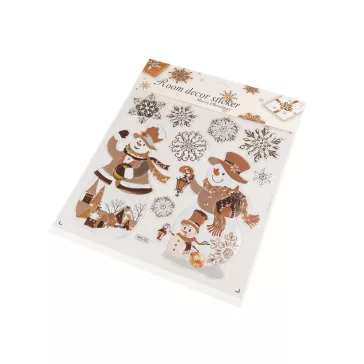   Karácsonyi öntapadós 3D ablak és ajtómatrica - 1 arany sötét hóember (3 card)