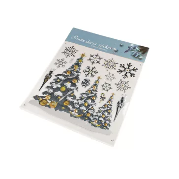   Karácsonyi öntapadós 3D ablak és ajtómatrica - 6 blue dark fa (3 card)
