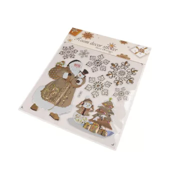   Karácsonyi öntapadós 3D ablak és ajtómatrica - 11 arany sötét Santa (3 card)