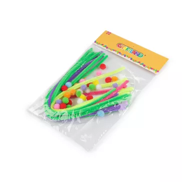   Kreatív készlet szőrös drótok és neon pomponok - véletlenszerű szín keverék (1 szett)
