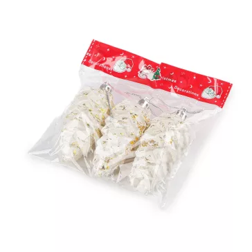  Karácsonyi függő dísz tobozok 9 cm - természetes fehér arany (9 db-os csomagolás)
