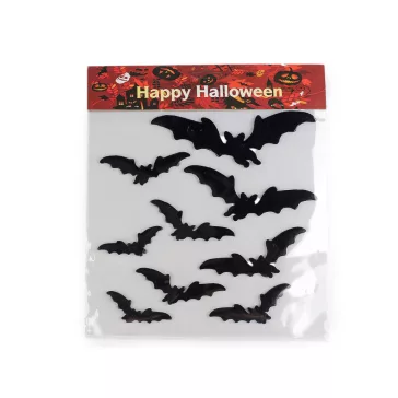   Gél matricák Halloween / boszorkány - 4 fekete denevér (4 card)