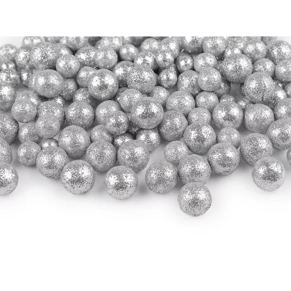 Hungarocell polisztirol golyók glitteres 3 méret mix - 2 ezüst (5 zacskó) Hungarocell polisztirol golyók glitteres 3 méret mix - 2 ezüst (5 zacskó)