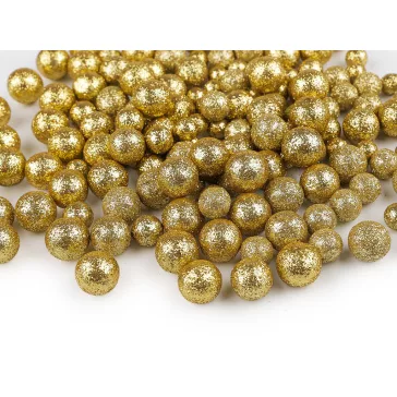   Hungarocell polisztirol golyók glitteres 3 méret mix - 3 arany (5 zacskó)
