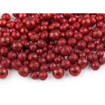   Hungarocell polisztirol golyók glitteres 3 méret mix - 4 piros (5 zacskó)