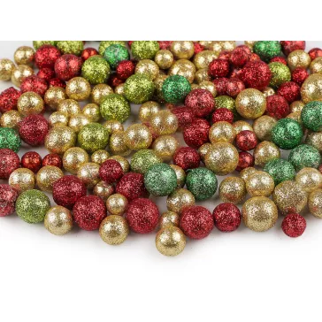   Hungarocell polisztirol golyók glitteres 3 méret mix - 5 színkeverék (5 zacskó)