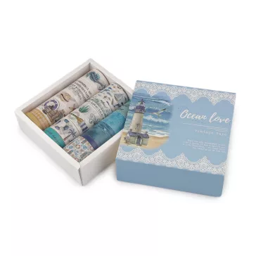   Washi öntapadós dekor szalag vintage szett - 8 mix tenger (1 szett)
