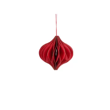   Papír karácsonyi dísz – karácsonyfára, gömb - 3 (8,5 cm) piros arany (6 db-os csomagolás)