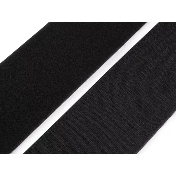 Tépőzár öntapadós hurkos + bolyhos oldal 10 cm - fekete Tépőzár öntapadós hurkos + bolyhos oldal 10 cm - fekete