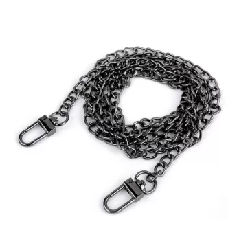   Fém táskalánc karabinerrel 125 cm széles 6 mm - 2 nikkel fekete (1 db-os csomagolás)