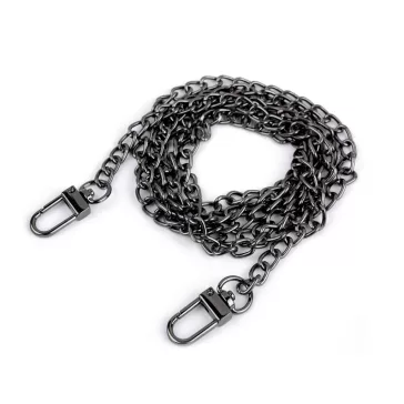   Fém táskalánc karabinerrel 125 cm széles 6 mm - 2 nikkel fekete (9 db-os csomagolás)