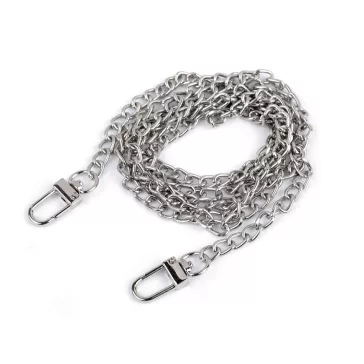  Fém táskalánc karabinerrel 125 cm széles 6 mm - 3 nikkel (1 db-os csomagolás)