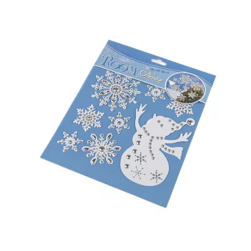   Karácsonyi öntapadós dísz matrica 3D - 5 fehér hóember (6 card)