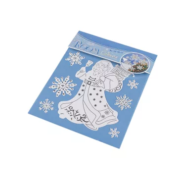   Karácsonyi öntapadós dísz matrica 3D - 6 fehér Santa (6 card)