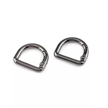   Karabíner D félkarika lyuk 16 mm - 3 nikkel fekete (2 db-os csomagolás)