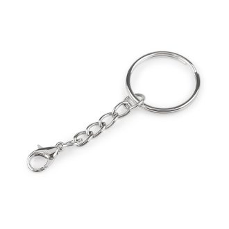 Kulcstartó karika Ø25 mm lánccal és karabinerrel
