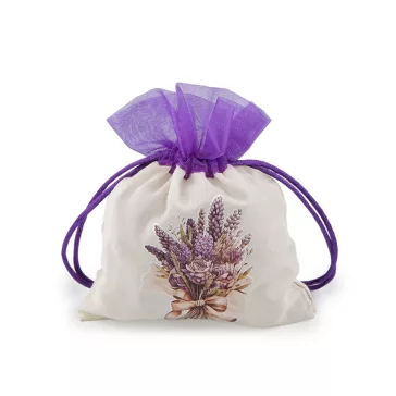   Ajándékzsák levendulás mintával 10x13 cm - 1 krém világos lila (3 db-os csomagolás)