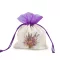 Ajándékzsák levendulás mintával 10x13 cm - 3 krém világos lila (3 db-os csomagolás)