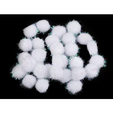   Színes pom pom golyók lurexszel Ø20 mm - 1 fehér (6 zacskó)