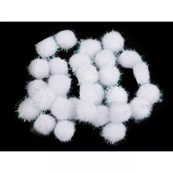 Színes pom pom golyók lurexszel Ø20 mm - 1 fehér (6 zacskó) Színes pom pom golyók lurexszel Ø20 mm - 1 fehér (6 zacskó)