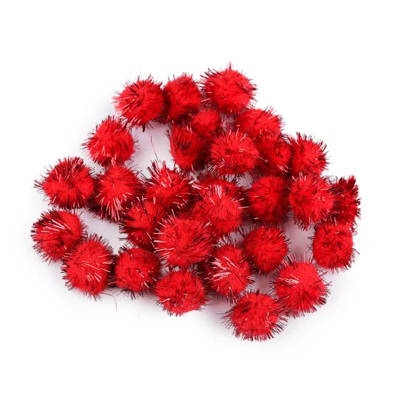 Színes pom pom golyók lurexszel Ø20 mm - 2 piros (1 zacskó) Színes pom pom golyók lurexszel Ø20 mm - 2 piros (1 zacskó)