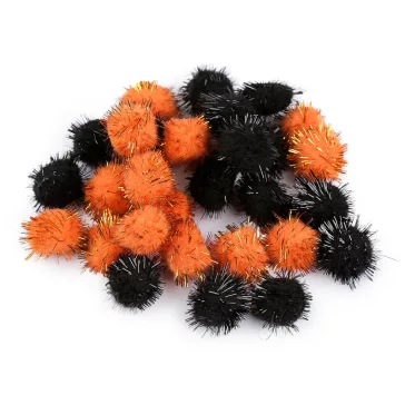   Színes pom pom golyók lurexszel Ø20 mm - 4 mix Halloween (6 zacskó)