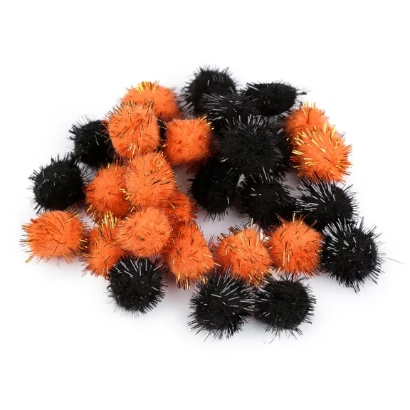 Színes pom pom golyók lurexszel Ø20 mm - 4 mix Halloween (10 zacskó) Színes pom pom golyók lurexszel Ø20 mm - 4 mix Halloween (10 zacskó)