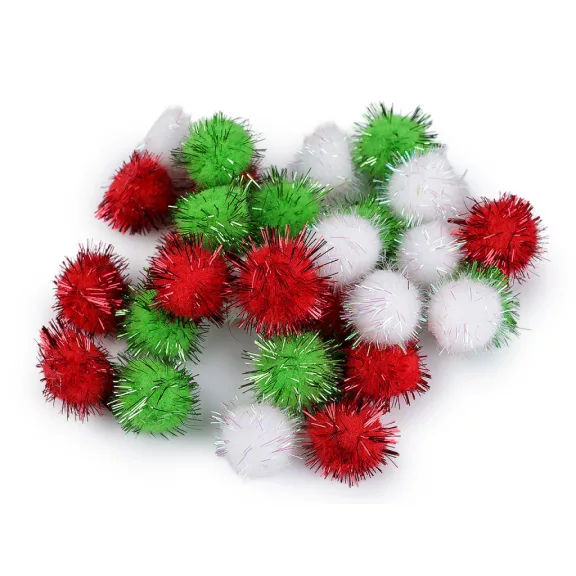 Színes pom pom golyók lurexszel Ø20 mm - 5 mix karácsonyi (6 zacskó) Színes pom pom golyók lurexszel Ø20 mm - 5 mix karácsonyi (6 zacskó)