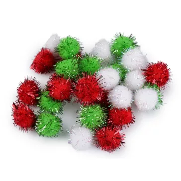   Színes pom pom golyók lurexszel Ø20 mm - 5 mix karácsonyi (10 zacskó)