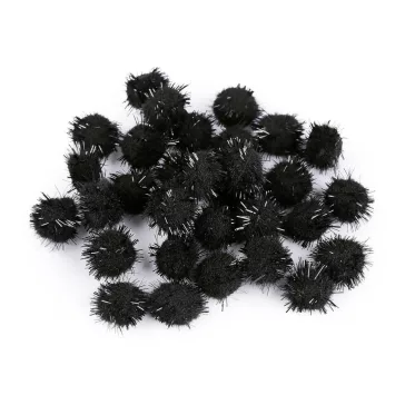   Színes Pom pom golyók lurexszel Ø15 mm - 3 fekete (10 zacskó)