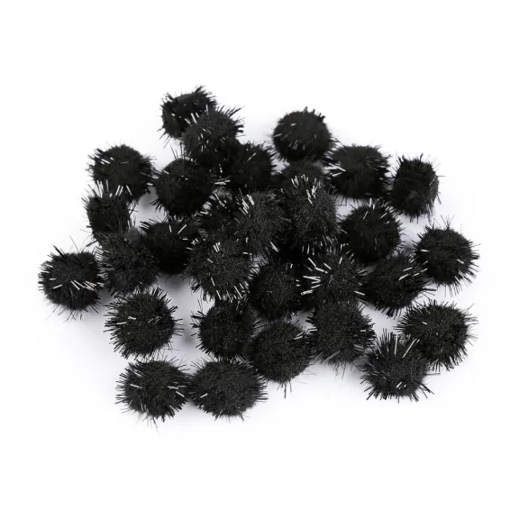 Színes Pom pom golyók lurexszel Ø15 mm - 3 fekete (10 zacskó) Színes Pom pom golyók lurexszel Ø15 mm - 3 fekete (10 zacskó)