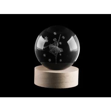   LED világító üveggömb Ø8 cm - 3 Transparent balett-táncos (1 db-os csomagolás)