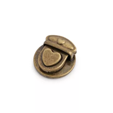   30x32 mm-es szív alakú pénztárcazár szett - 3 ósárgaréz (5 szett)
