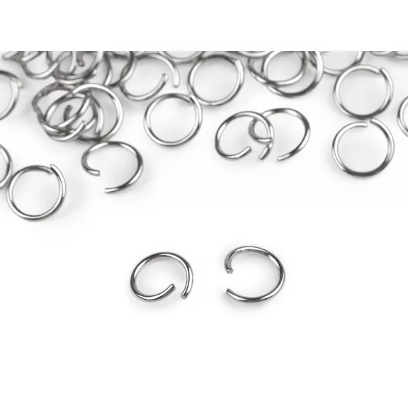 Kapocskarika Ø9; 10 mm rozsdamentes acélból, kulcstartók készítéséhez - 10 mm platina (10 zacskó) Kapocskarika Ø9; 10 mm rozsdamentes acélból, kulcstartók készítéséhez - 10 mm platina (10 zacskó)