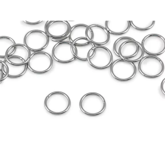 Kapocskarika Ø9; 10 mm rozsdamentes acélból, kulcstartók készítéséhez - 9 mm platina (10 zacskó) Kapocskarika Ø9; 10 mm rozsdamentes acélból, kulcstartók készítéséhez - 9 mm platina (10 zacskó)