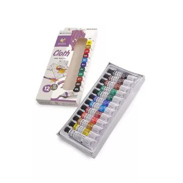 Textilfesték készlet, 12 szín x 12 ml - mix (6 szett)