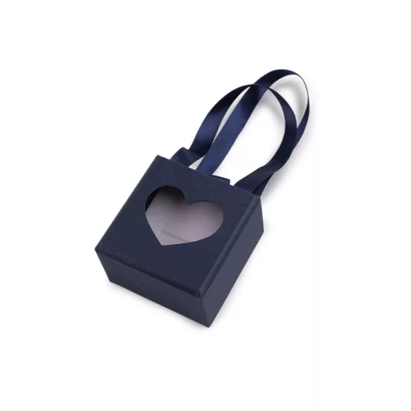 Ékszerdoboz szív alakú ablakocskával és füllel, 5,5x5,5 cm - 4 blue dark (4 db-os csomagolás) Ékszerdoboz szív alakú ablakocskával és füllel, 5,5x5,5 cm - 4 blue dark (4 db-os csomagolás)