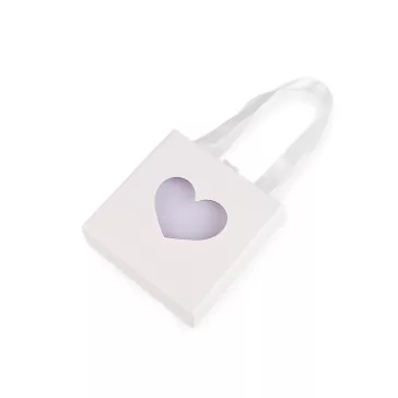   Ékszerdoboz szív alakú ablakocskával és füllel, 10x10 cm - 1 fehér (4 db-os csomagolás)