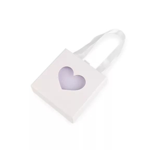 Ékszerdoboz szív alakú ablakocskával és füllel, 10x10 cm - 1 fehér (12 db-os csomagolás) Ékszerdoboz szív alakú ablakocskával és füllel, 10x10 cm - 1 fehér (12 db-os csomagolás)
