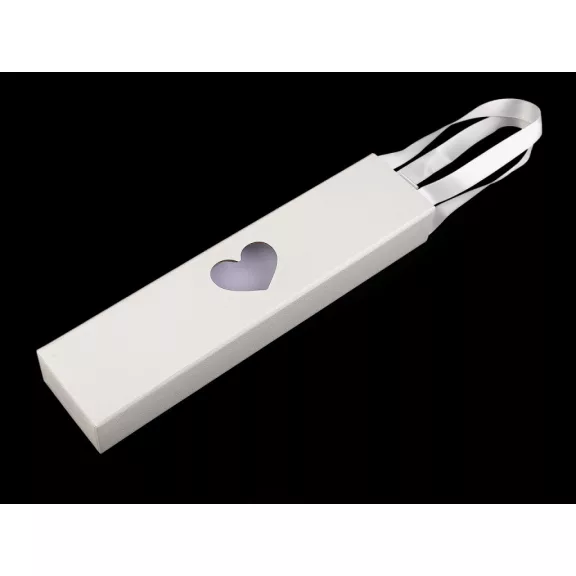 Ékszerdoboz szív alakú ablakocskával és füllel, 5x22 cm - 1 fehér (12 db-os csomagolás) Ékszerdoboz szív alakú ablakocskával és füllel, 5x22 cm - 1 fehér (12 db-os csomagolás)